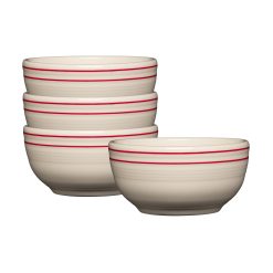 Fiesta Dinnerware - Americana Scarlet Bands Set of 4 Bistro Coupe 5 1/2 Inch Cereal Bowl 22 oz - Americana Scarlet Bands Set of 4 Bistro Coupe 5 1/2 Inch Cereal Bowl 22 oz