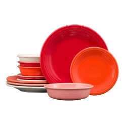 Fiesta Dinnerware - Mixed Sunset Horizon Classic Rim 12-Piece Dinnerware Set, Service for 4 - Mixed Sunset Horizon Classic Rim 12-Piece Dinnerware Set, Service for 4
