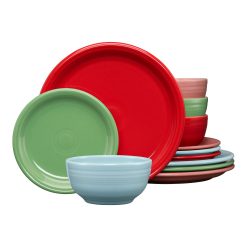 Fiesta Dinnerware - Peppermint Frost Mixed Color Bistro Coupe 12-Piece Dinnerware Set, Service for 4 - Peppermint Frost Mixed Color Bistro Coupe 12-Piece Dinnerware Set, Service for 4