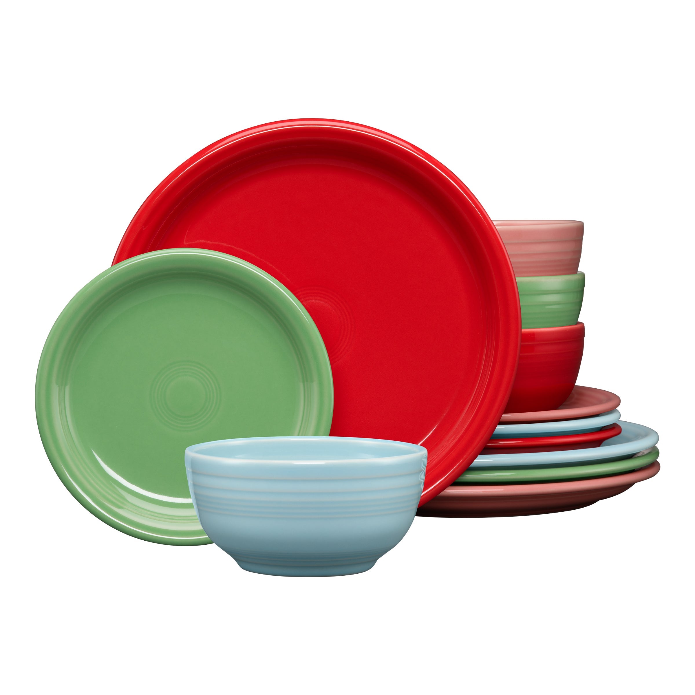 Fiesta Dinnerware - Peppermint Frost Mixed Color Bistro Coupe 12-Piece Dinnerware Set, Service for 4 - Peppermint Frost Mixed Color Bistro Coupe 12-Piece Dinnerware Set, Service for 4