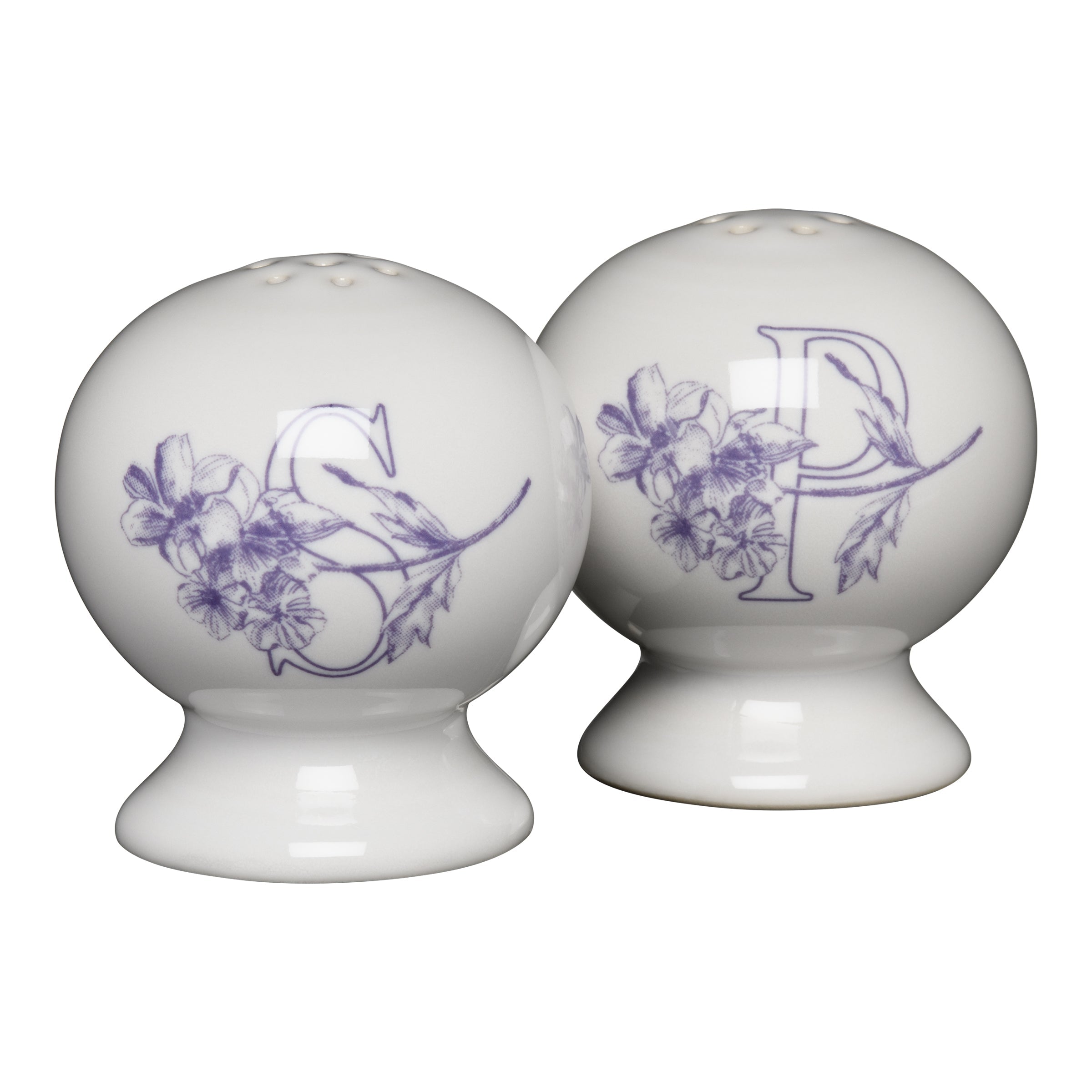 Fiesta Dinnerware - Botanical Floral Lavender 2 5/8 Inch Salt and Pepper Shaker Set - Botanical Floral Lavender 2 5/8 Inch Salt and Pepper Shaker Set