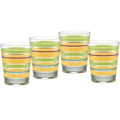 Fiesta Dinnerware - Retired 15 oz. Fiesta® Caribbean Sunset Stripes Tapered Double Old Fashion, Set of 4 - Retired 15 oz. Fiesta® Caribbean Sunset Stripes Tapered Double Old Fashion, Set of 4