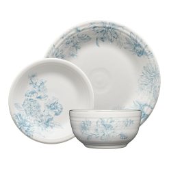 Fiesta Dinnerware - Botanical Floral Sky Classic Bistro 3-Piece Place Setting, Service For 1 - Botanical Floral Sky Classic Bistro 3-Piece Place Setting, Service For 1