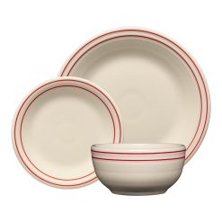Fiesta Dinnerware - Americana Scarlet Band Classic Bistro 3-Piece Place Setting, Service For 1 - Americana Scarlet Band Classic Bistro 3-Piece Place Setting, Service For 1