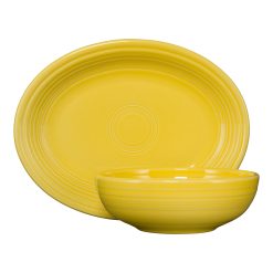Fiesta Dinnerware - New Retired 2-Piece Serve Set 11 5/8 Inch Oval Platter & 38 OZ Bistro Bowl - New Retired 2-Piece Serve Set 11 5/8 Inch Oval Platter & 38 OZ Bistro Bowl