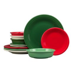 Fiesta Dinnerware - Christmas Mixed Color Classic Rim 12-Piece Dinnerware Set, Service for 4 - Christmas Mixed Color Classic Rim 12-Piece Dinnerware Set, Service for 4