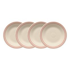 Fiesta Dinnerware - Americana Scarlet Band Set of 4 Classic Rim 9 Inch Luncheon Plate - Americana Scarlet Band Set of 4 Classic Rim 9 Inch Luncheon Plate