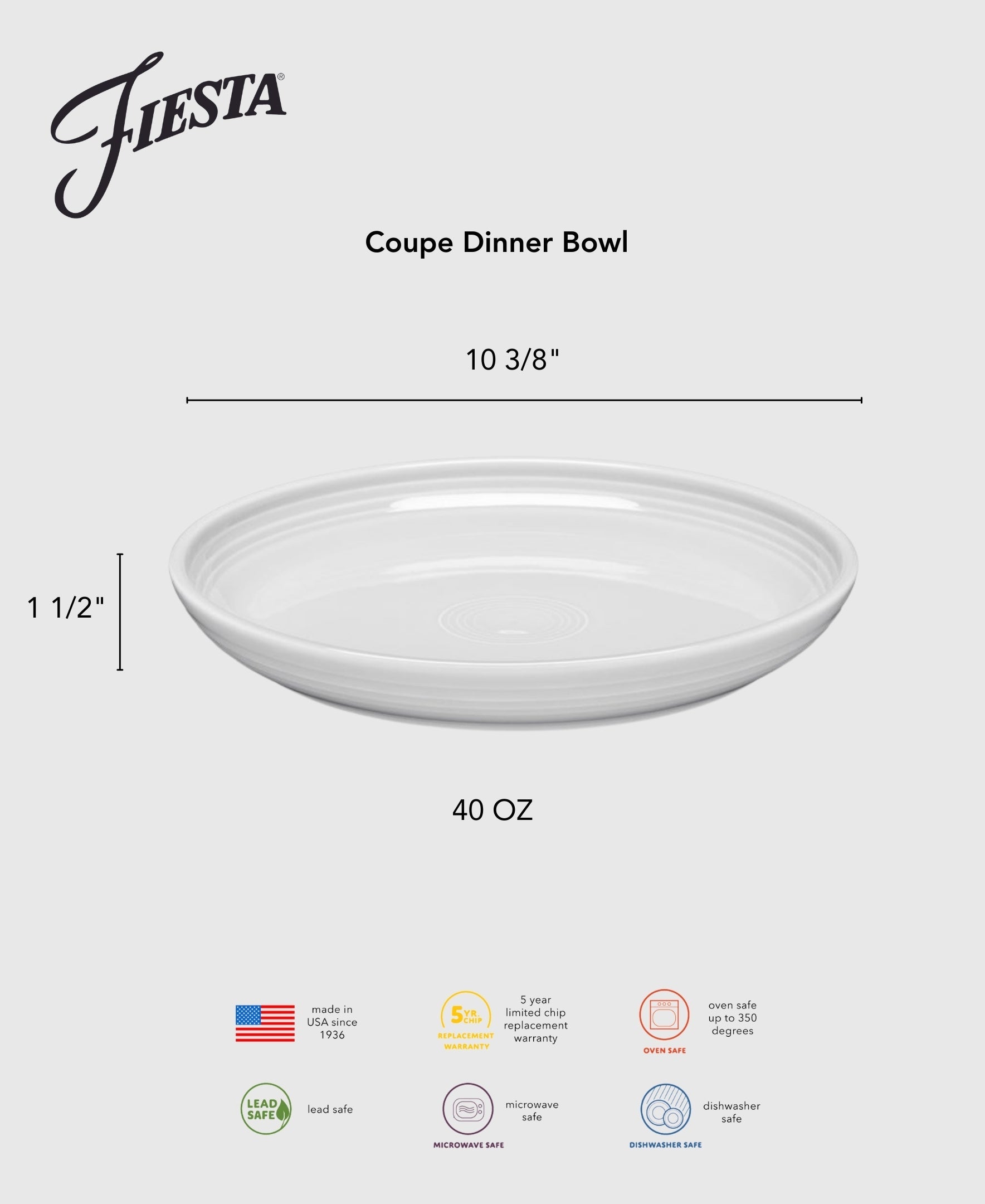 Fiesta Dinnerware - Lavender Coupe 10 3/8 Inch Dinner Bowl 40 OZ - Lavender Coupe 10 3/8 Inch Dinner Bowl 40 OZ - Image 2