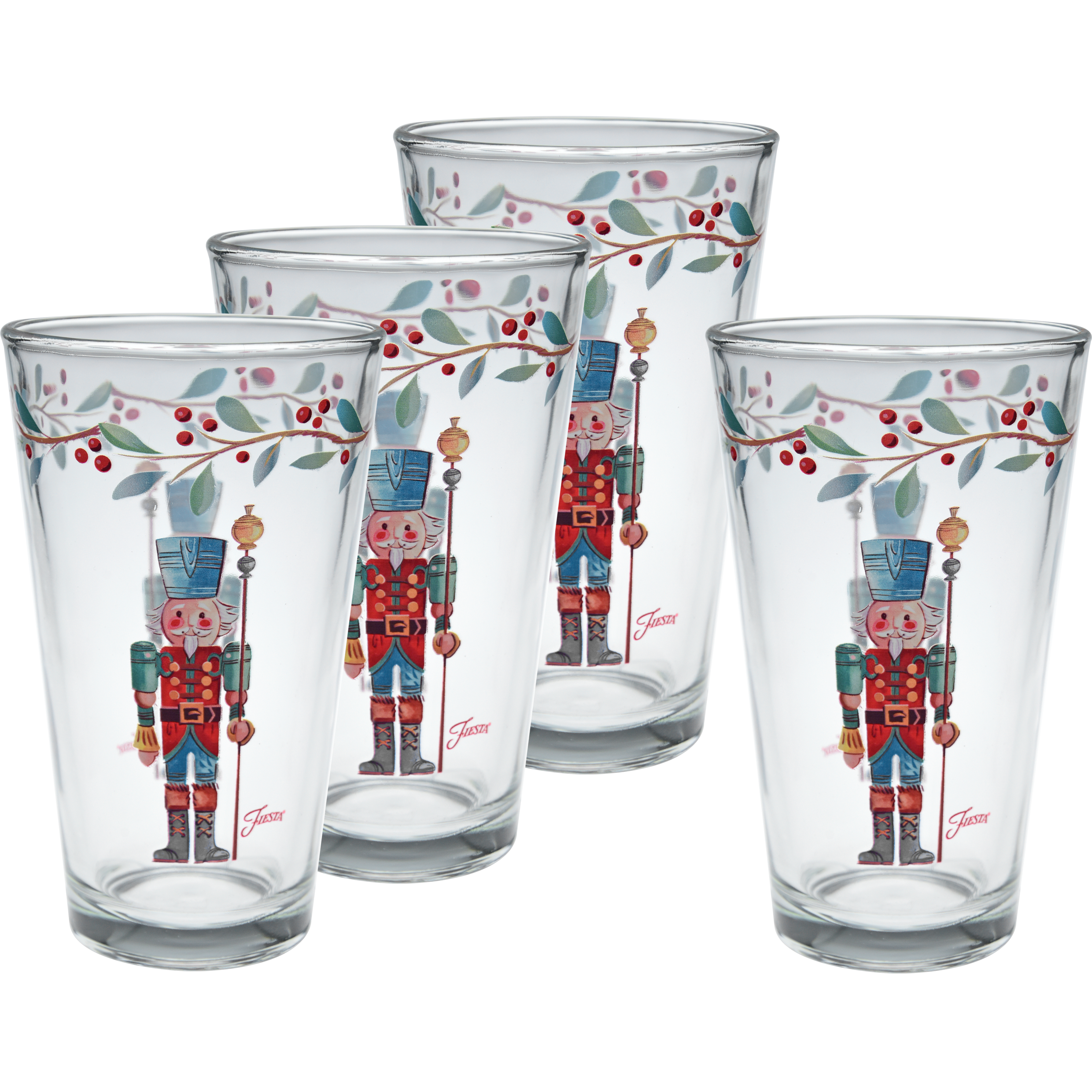 Fiesta Dinnerware - Nutcracker The Guardian 16 oz. Cooler Glass - Set of 4 - Nutcracker The Guardian 16 oz. Cooler Glass - Set of 4