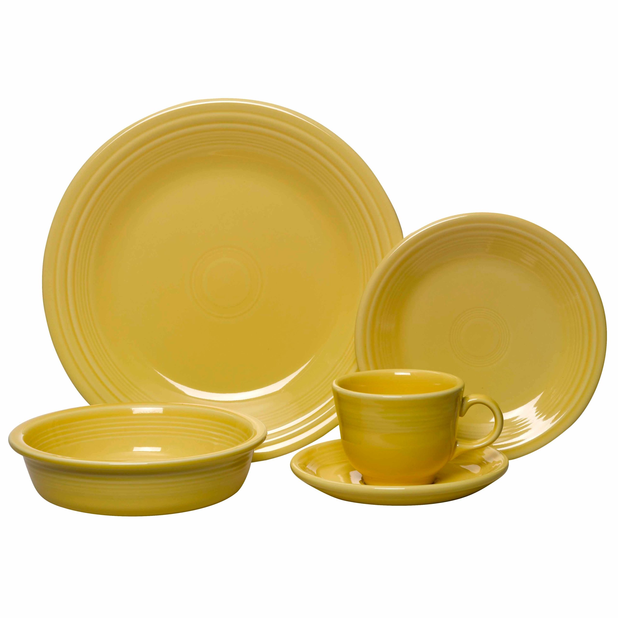 Fiesta Dinnerware - New Retired Classic Rim 5-Piece Place Setting, Service for 1 - New Retired Classic Rim 5-Piece Place Setting, Service for 1