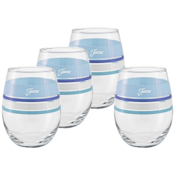 Fiesta Dinnerware - Coastal Blues 15 oz. Edgeline Stemless Wine, Set of 4 - Coastal Blues 15 oz. Edgeline Stemless Wine, Set of 4