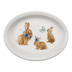 Fiesta Dinnerware - Breezy Floral Easter 13 5/8 Inch Large Oval Serving Platter Bunny & Babies - Breezy Floral Easter 13 5/8 Inch Large Oval Serving Platter Bunny & Babies