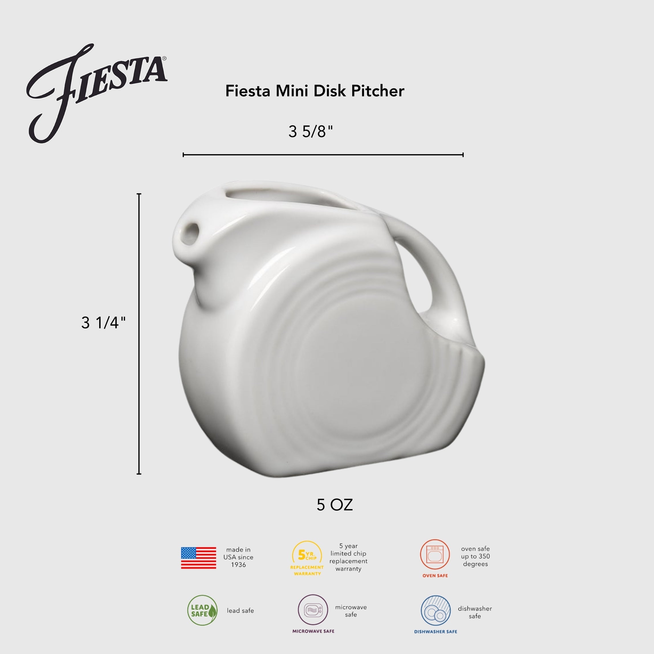 Fiesta Dinnerware - Lavender 5 OZ Mini Disk Pitcher - Lavender 5 OZ Mini Disk Pitcher - Image 3