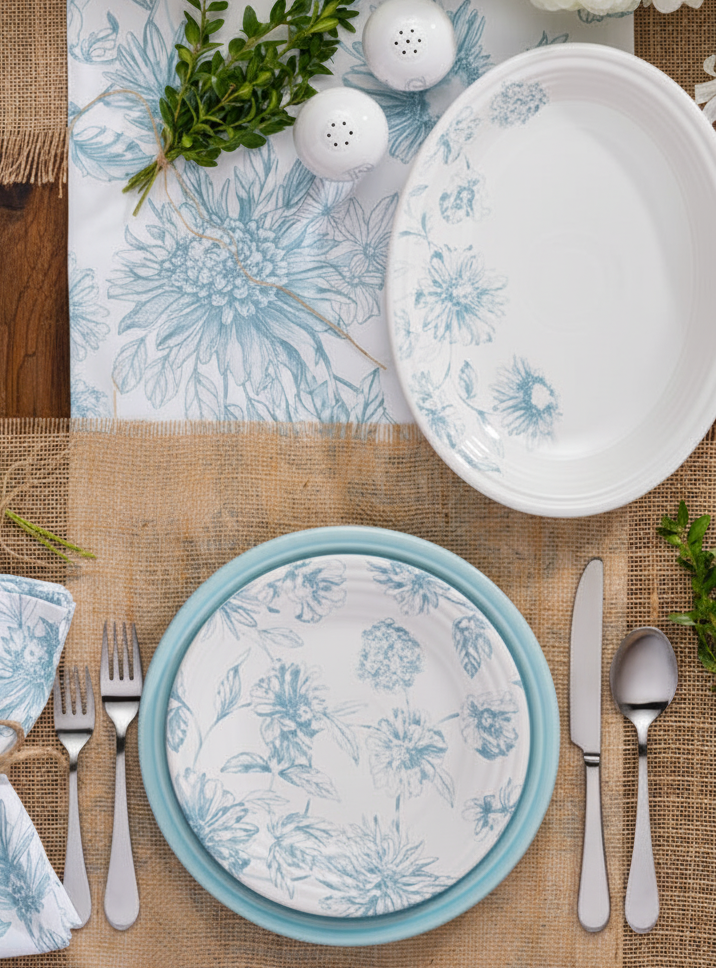 Fiesta Dinnerware - Botanical Floral Sky Classic Rim 9 Inch Luncheon Plate - Botanical Floral Sky Classic Rim 9 Inch Luncheon Plate - Image 3