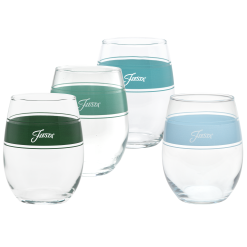 Fiesta Dinnerware - Aegean 15 oz. Frame Stemless Wine Glass Mixed Color, Set of 4 - Aegean 15 oz. Frame Stemless Wine Glass Mixed Color, Set of 4