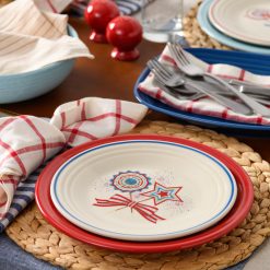 Alternative view of Fiesta Dinnerware - Americana Fan, Star, & Bow Classic Rim 9 Inch Luncheon Plate - Americana Fan, Star, & Bow Classic Rim 9 Inch Luncheon Plate
