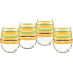 Fiesta Dinnerware - Retired 15 oz. Fiesta® Caribbean Sunset Stripes Stemless Wine, Set of 4 - Retired 15 oz. Fiesta® Caribbean Sunset Stripes Stemless Wine, Set of 4