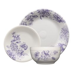 Fiesta Dinnerware - Botanical Floral Lavender Classic Bistro 3-Piece Place Setting, Service For 1 - Botanical Floral Lavender Classic Bistro 3-Piece Place Setting, Service For 1