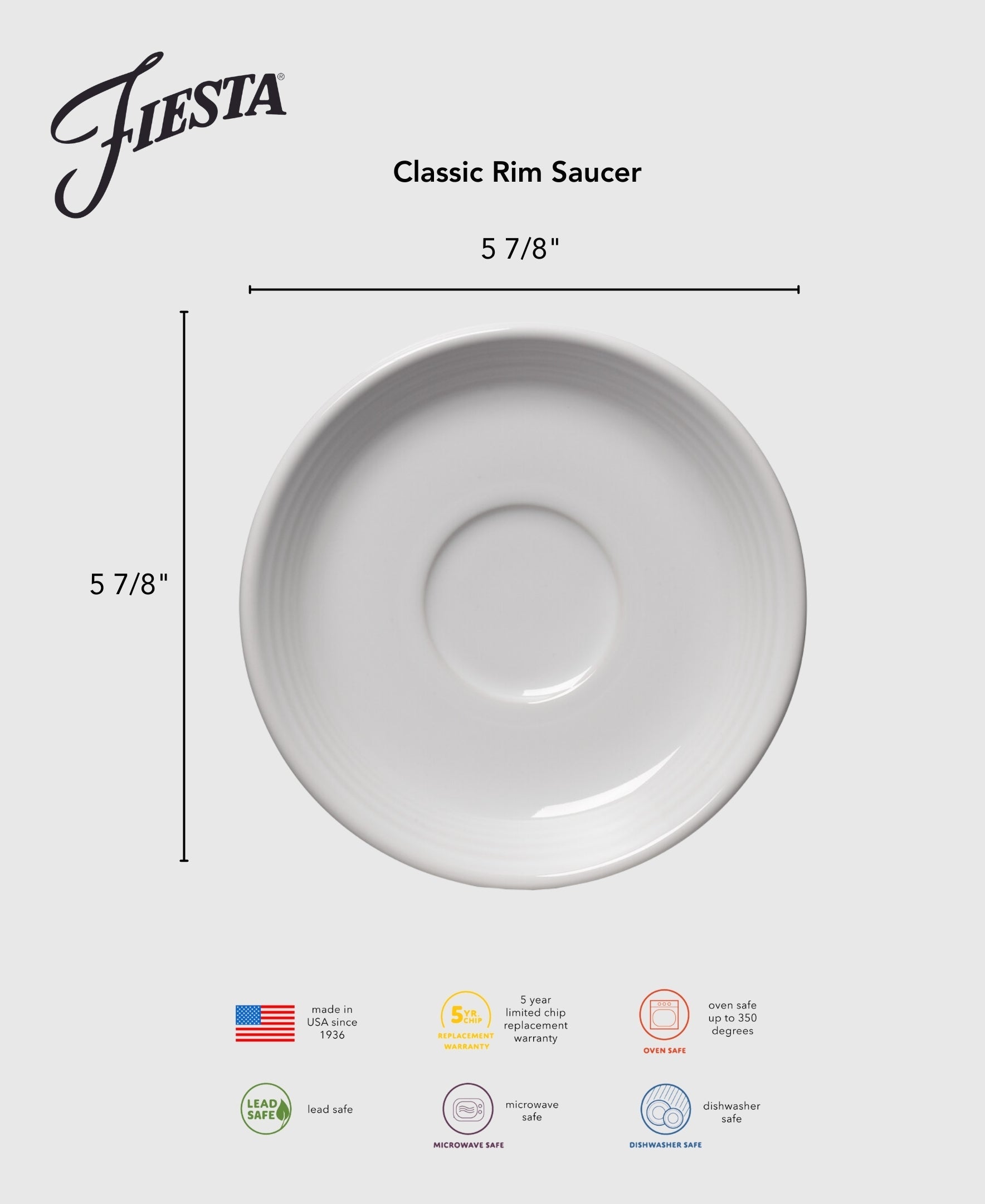 Fiesta Dinnerware - New Retired Classic Rim 5 7/8 Inch Saucer - New Retired Classic Rim 5 7/8 Inch Saucer - Image 3