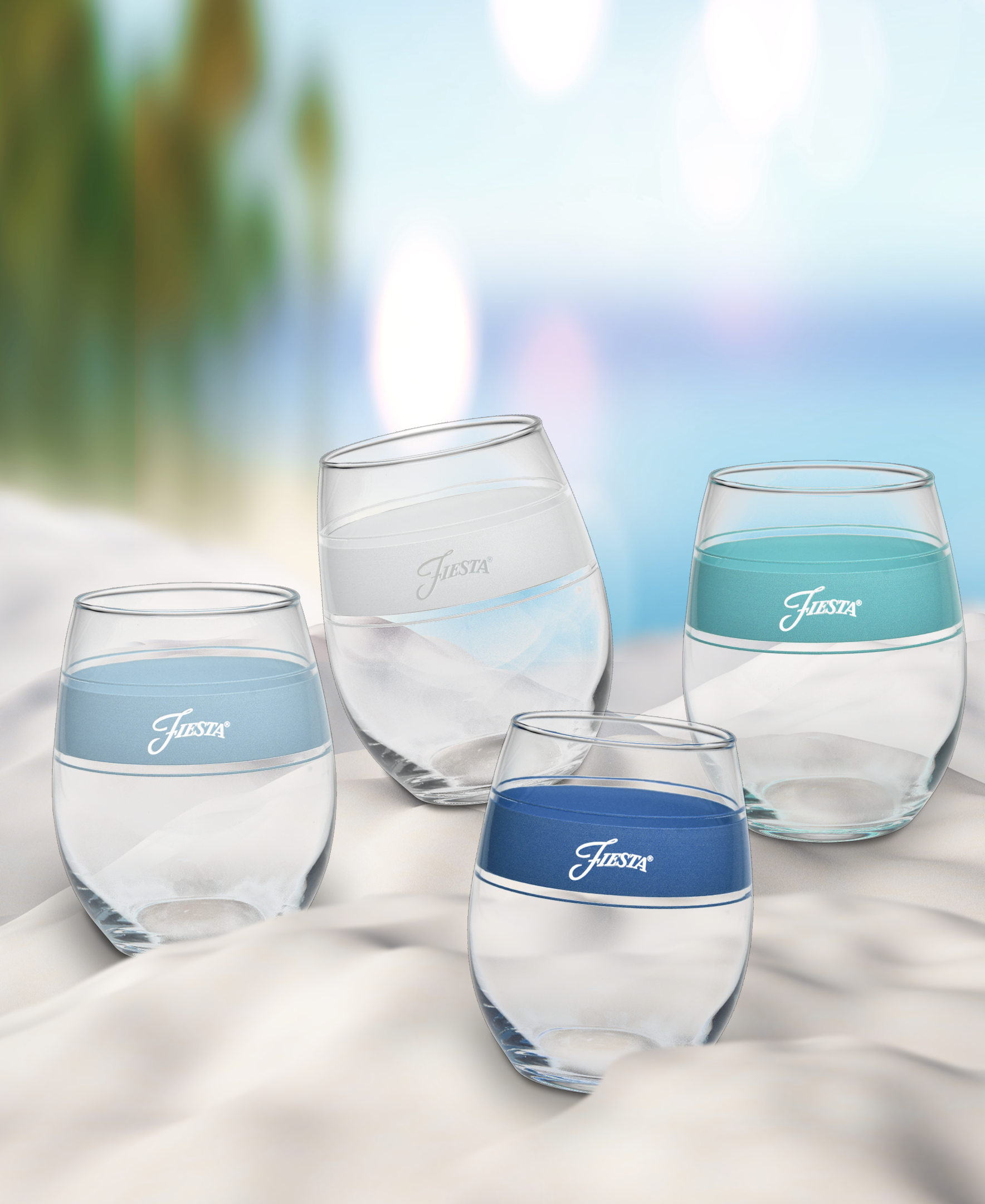 Fiesta Dinnerware - Coastal Blues 15 oz. Frame Stemless Wine Mixed Color, Set of 4 - Coastal Blues 15 oz. Frame Stemless Wine Mixed Color, Set of 4 - Image 6