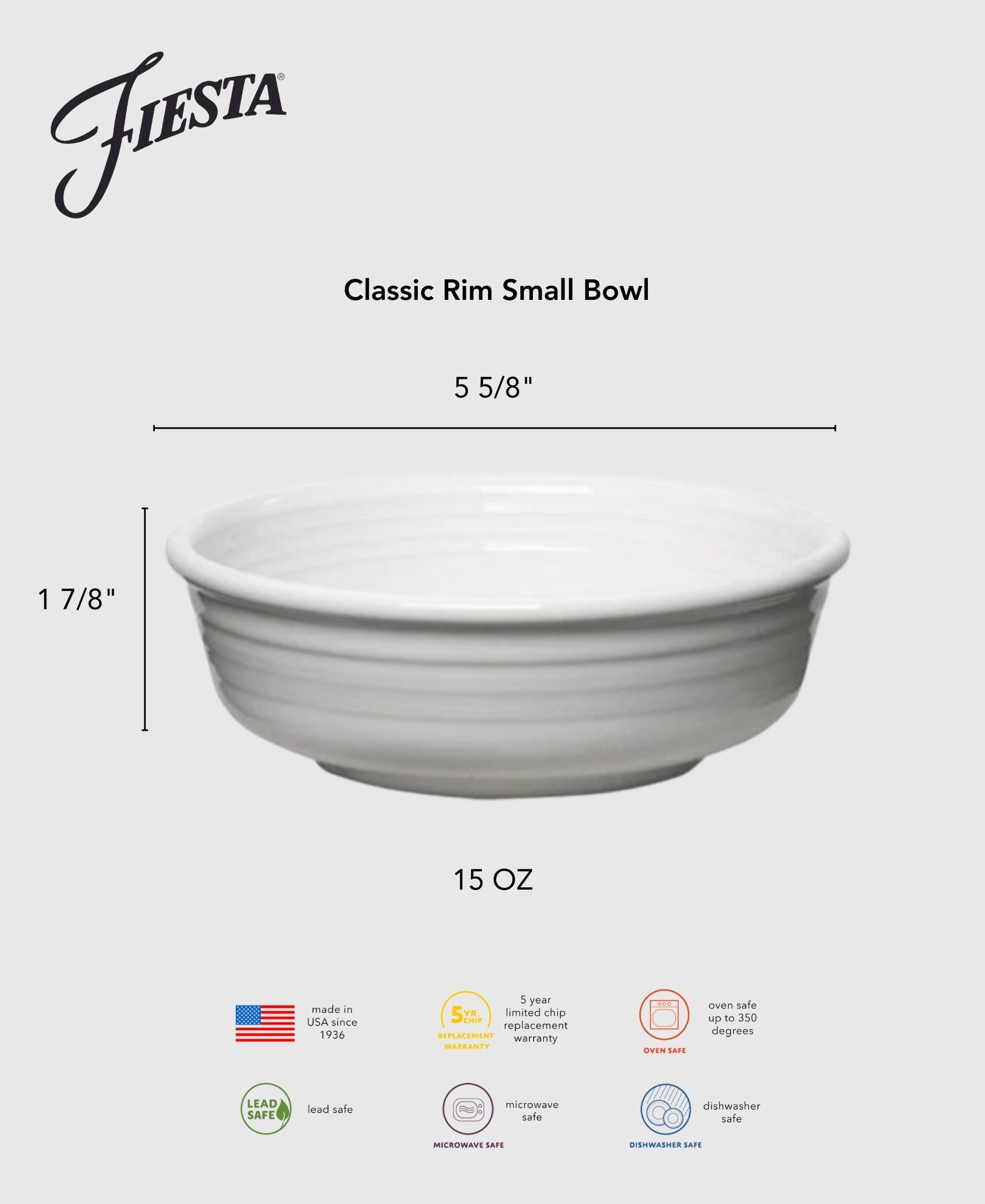 Fiesta Dinnerware - Lavender Classic Rim 5 5/8 Inch Small Bowl 15 OZ - Lavender Classic Rim 5 5/8 Inch Small Bowl 15 OZ - Image 4