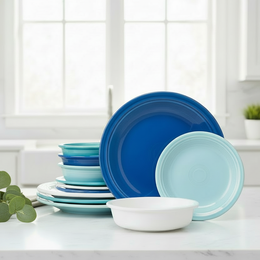 Fiesta Dinnerware - Mixed Coastal Blues Classic Rim 12-Piece Dinnerware Set, Service for 4 - Mixed Coastal Blues Classic Rim 12-Piece Dinnerware Set, Service for 4 - Image 3