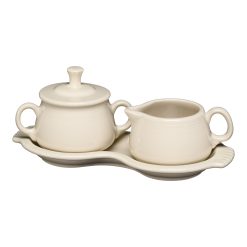 Fiesta Dinnerware - New Retired Linen 4-Piece Sugar Bowl and Creamer Set with Tray - New Retired Linen 4-Piece Sugar Bowl and Creamer Set with Tray