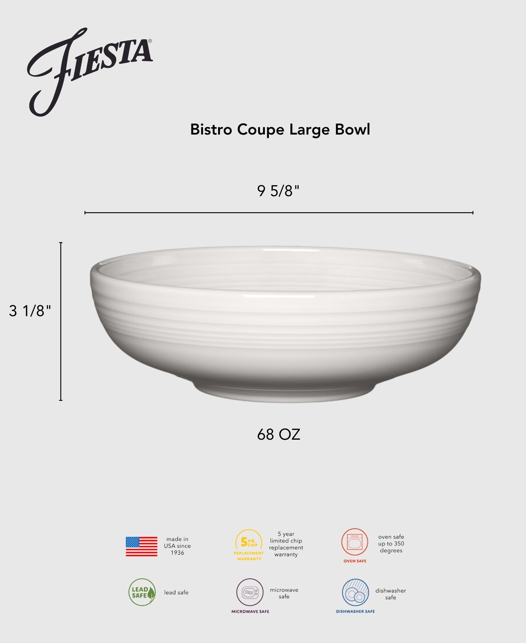 Fiesta Dinnerware - Scarlet Bistro Coupe 9 5/8 Inch Large Bowl 68 OZ - Scarlet Bistro Coupe 9 5/8 Inch Large Bowl 68 OZ - Image 2