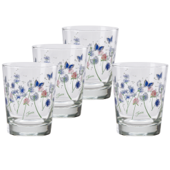 Fiesta Dinnerware - Breezy Floral 15 oz. Tapered Double Old Fashion Glass, Set of 4 - Breezy Floral 15 oz. Tapered Double Old Fashion Glass, Set of 4
