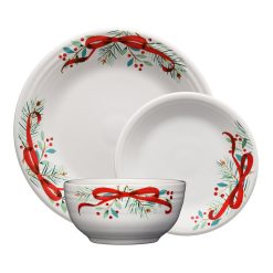 Fiesta Dinnerware - Holly Berry Christmas Garland Classic Bistro Coupe 3-Piece Place Setting, Service for 1 - Holly Berry Christmas Garland Classic Bistro Coupe 3-Piece Place Setting, Service for 1