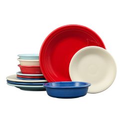 Fiesta Dinnerware - Mixed Americana Classic Rim 12-Piece Dinnerware Set, Service for 4 - Mixed Americana Classic Rim 12-Piece Dinnerware Set, Service for 4