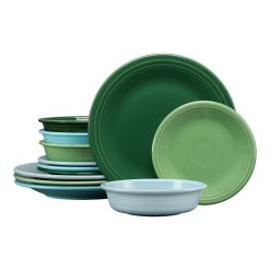 Fiesta Dinnerware - Mixed Aegean Classic Rim 12-Piece Dinnerware Set, Service for 4 - Mixed Aegean Classic Rim 12-Piece Dinnerware Set, Service for 4