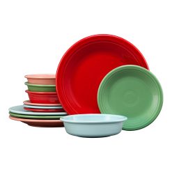 Fiesta Dinnerware - Peppermint Frost Mixed Color Classic Rim 12-Piece Dinnerware Set, Service for 4 - Peppermint Frost Mixed Color Classic Rim 12-Piece Dinnerware Set, Service for 4