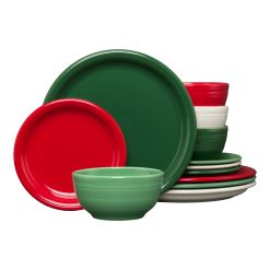 Fiesta Dinnerware - Christmas Mixed Color Bistro Coupe 12-Piece Dinnerware Set, Service for 4 - Christmas Mixed Color Bistro Coupe 12-Piece Dinnerware Set, Service for 4