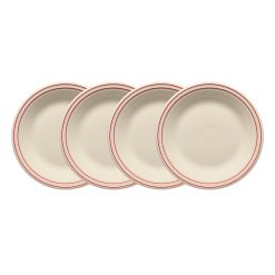 Fiesta Dinnerware - Americana Scarlet Band Set of 4 Classic Rim 10 1/2-Inch Dinner Plates - Americana Scarlet Band Set of 4 Classic Rim 10 1/2-Inch Dinner Plates