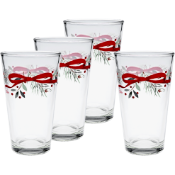 Fiesta Dinnerware - Holly Berry Christmas Garland 16 oz. Cooler Glass - Set of 4 - Holly Berry Christmas Garland 16 oz. Cooler Glass - Set of 4