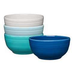 Fiesta Dinnerware - Mixed Coastal Blues Bistro Coupe 5 1/2 Inch Cereal Bowl 22 oz, Set of 4 - Mixed Coastal Blues Bistro Coupe 5 1/2 Inch Cereal Bowl 22 oz, Set of 4