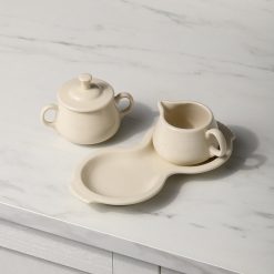 Alternative view of Fiesta Dinnerware - New Retired Linen 4-Piece Sugar Bowl and Creamer Set with Tray - New Retired Linen 4-Piece Sugar Bowl and Creamer Set with Tray