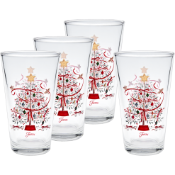 Fiesta Dinnerware - Holly Berry Christmas Tree 16 oz. Cooler Glass - Set of 4 - Holly Berry Christmas Tree 16 oz. Cooler Glass - Set of 4