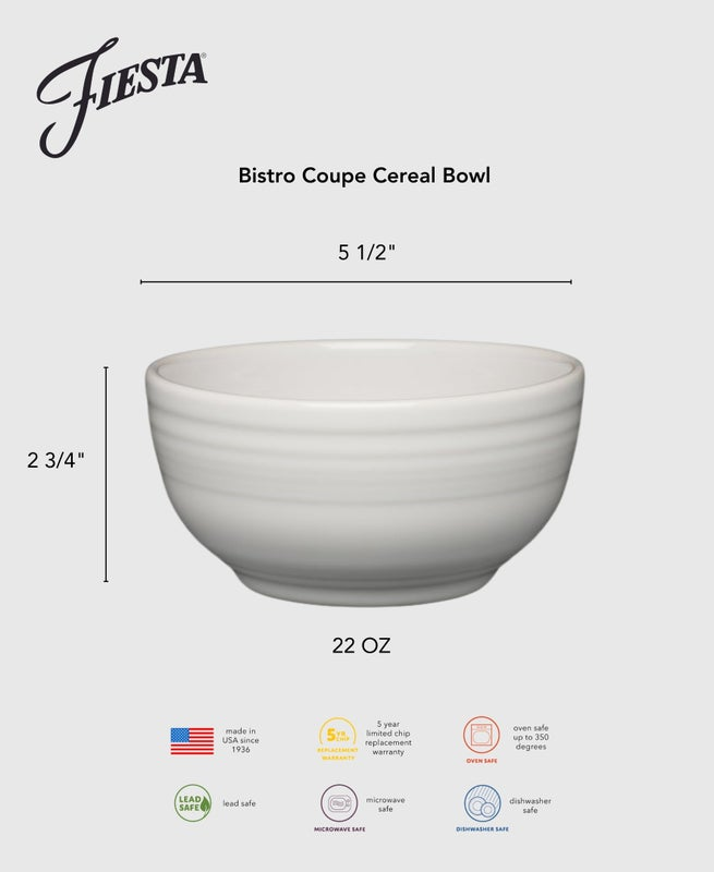 Fiesta Dinnerware - Botanical Floral Lavender Bistro Coupe 5 1/2 Inch Cereal Bowl 22 OZ - Botanical Floral Lavender Bistro Coupe 5 1/2 Inch Cereal Bowl 22 OZ - Image 4
